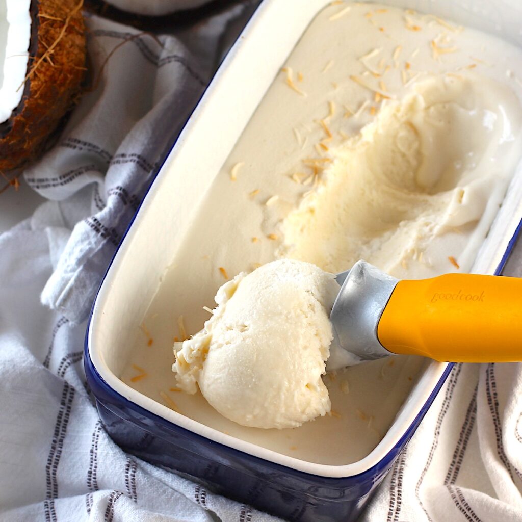 Coconut Ice Cream Recipe without Cream No Churn!