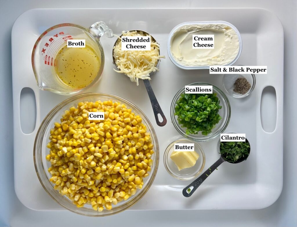 Ingredients prepped and measured out in bowls for Corn Casserole Recipe.